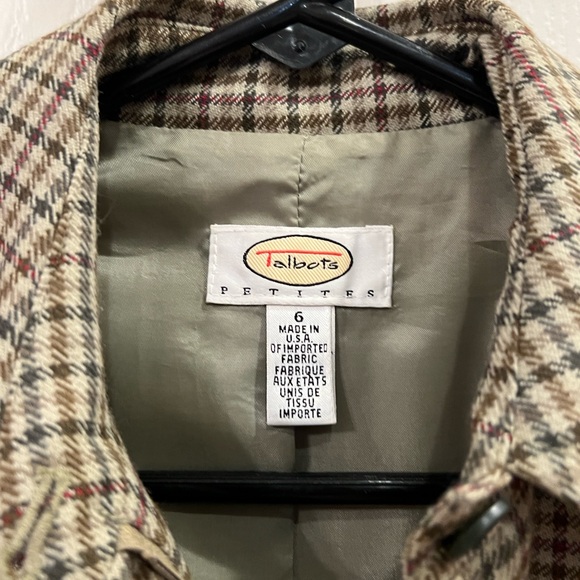 Talbots Wool Blazer/Jacket plaid/checked classic front zipper closure Size 6P - Picture 3 of 6